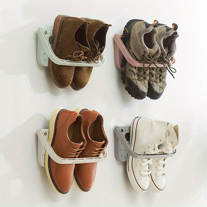 Wall-Mounted Foldable Shoe Rack with Suction Cups for Slippers Storage