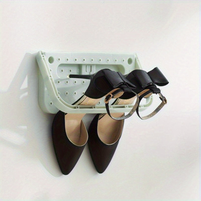 Wall-Mounted Foldable Shoe Rack with Suction Cups for Slippers Storage