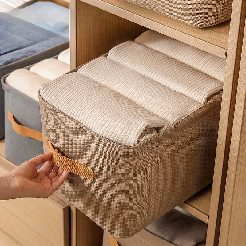 Fabric Storage Basket with Steel Frame Foldable Rectangle Organizer for Laundry and Home Storage