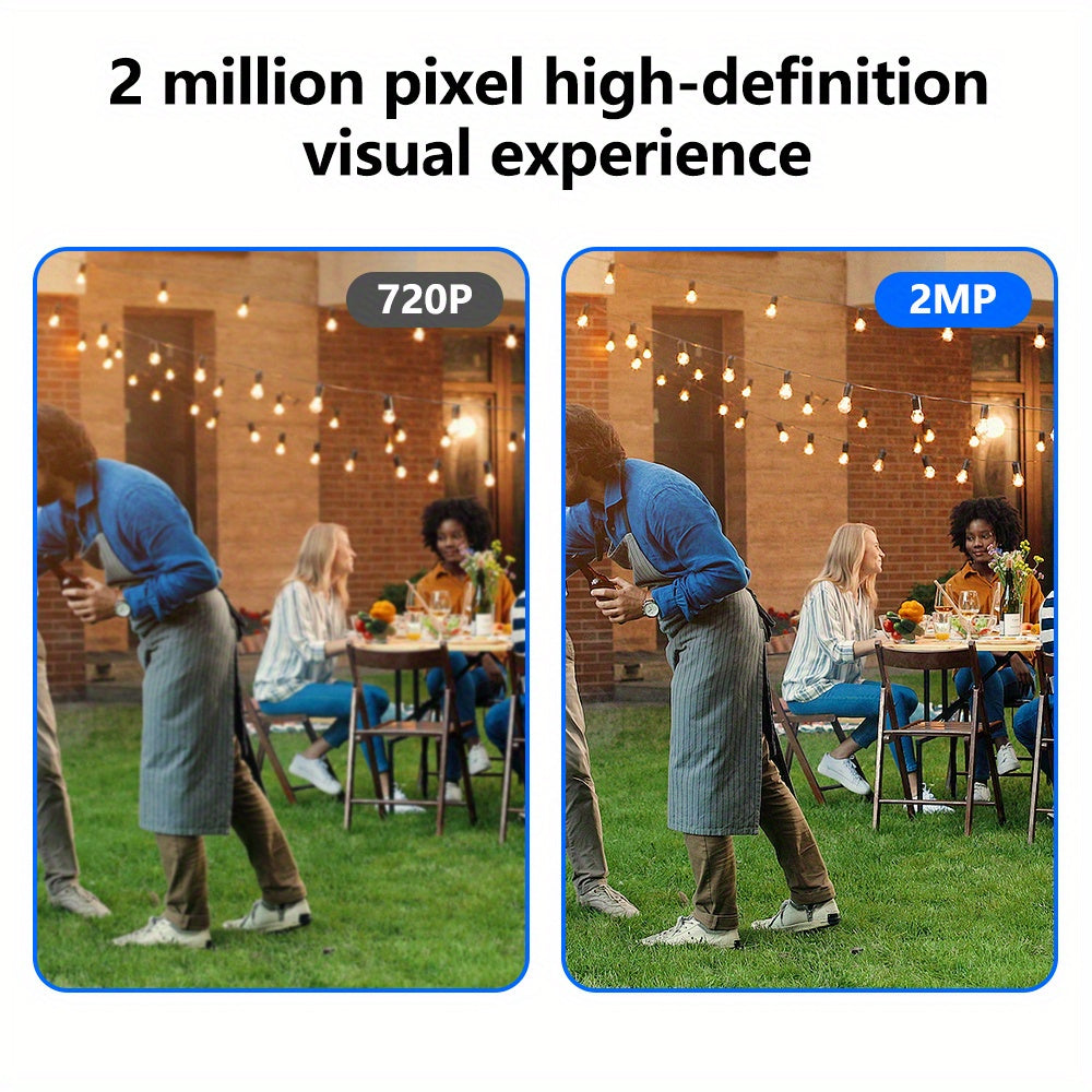 Ikki oq 1080P HD xavfsizlik kamerasi, ikki diapazonli WiFi, avtomatik kuzatuv va rangli tungi ko'rish xususiyatlari bilan - uy xavfsizligi uchun aqlli ichki/tashqi kuzatuv tizimi