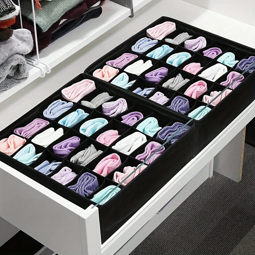 Foldable Drawer Organizer with 24 Compartments for Underwear Socks Cables