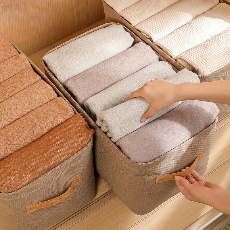 Clothing Organizer Boxes Polyester Wardrobe and Office Storage Hampers with Handles