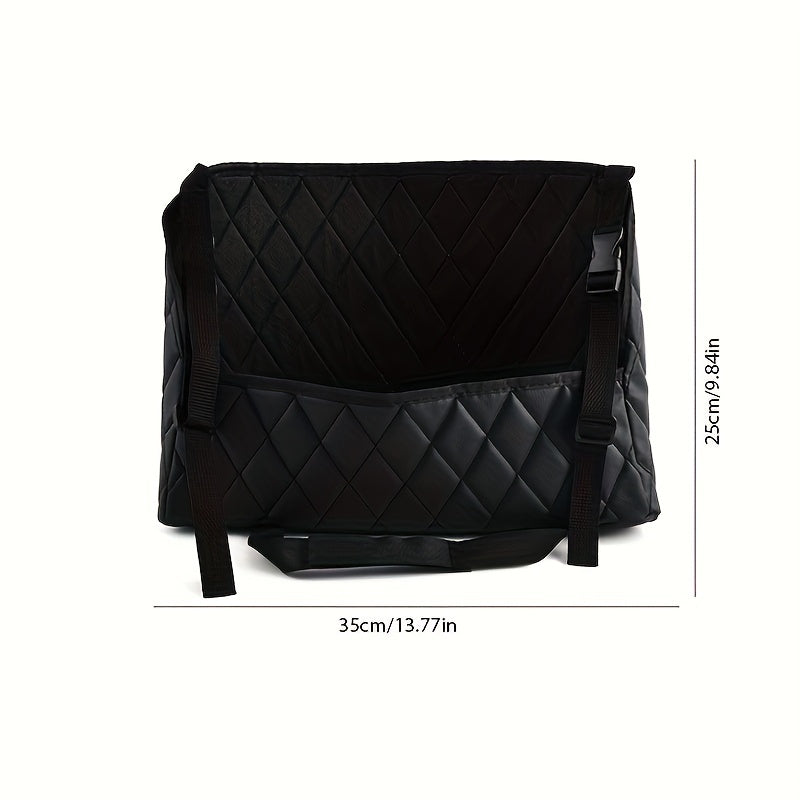 Faux Leather Car Seat Organizer with Large Capacity Mesh Storage Bag