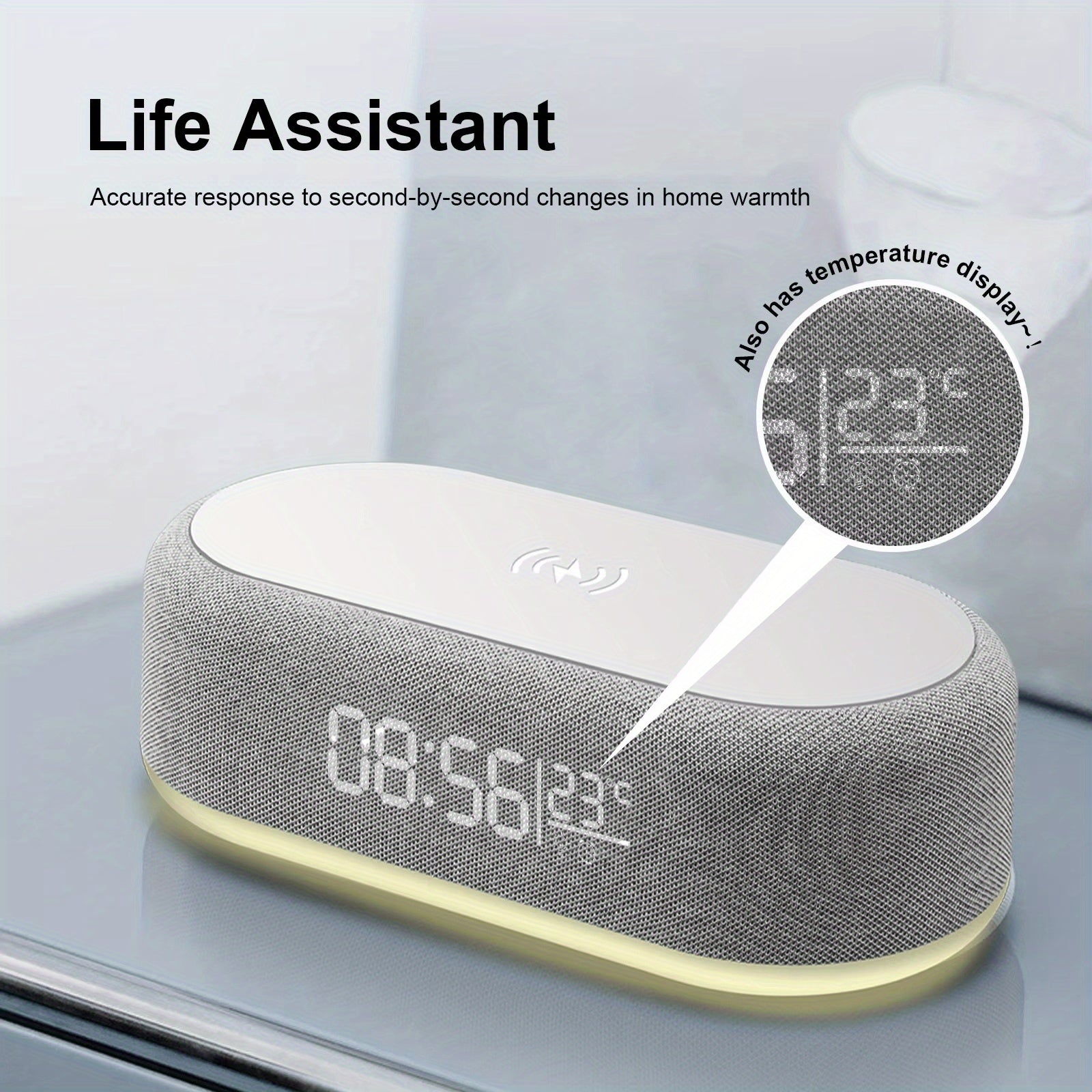 Wireless Charging Dock for iPhone 15 and 14 with Alarm Clock Night Light and Thermometer