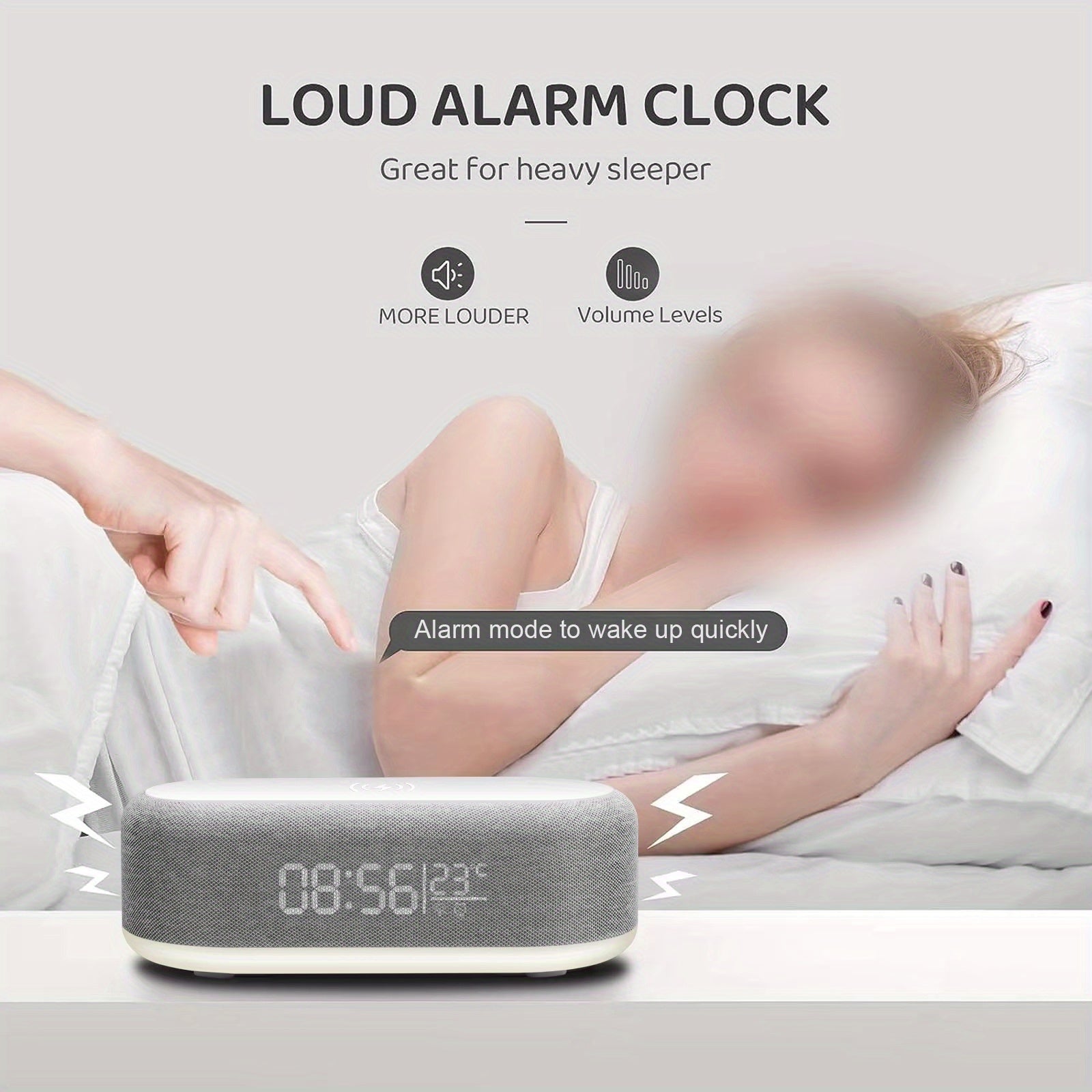 Wireless Charging Dock for iPhone 15 and 14 with Alarm Clock Night Light and Thermometer