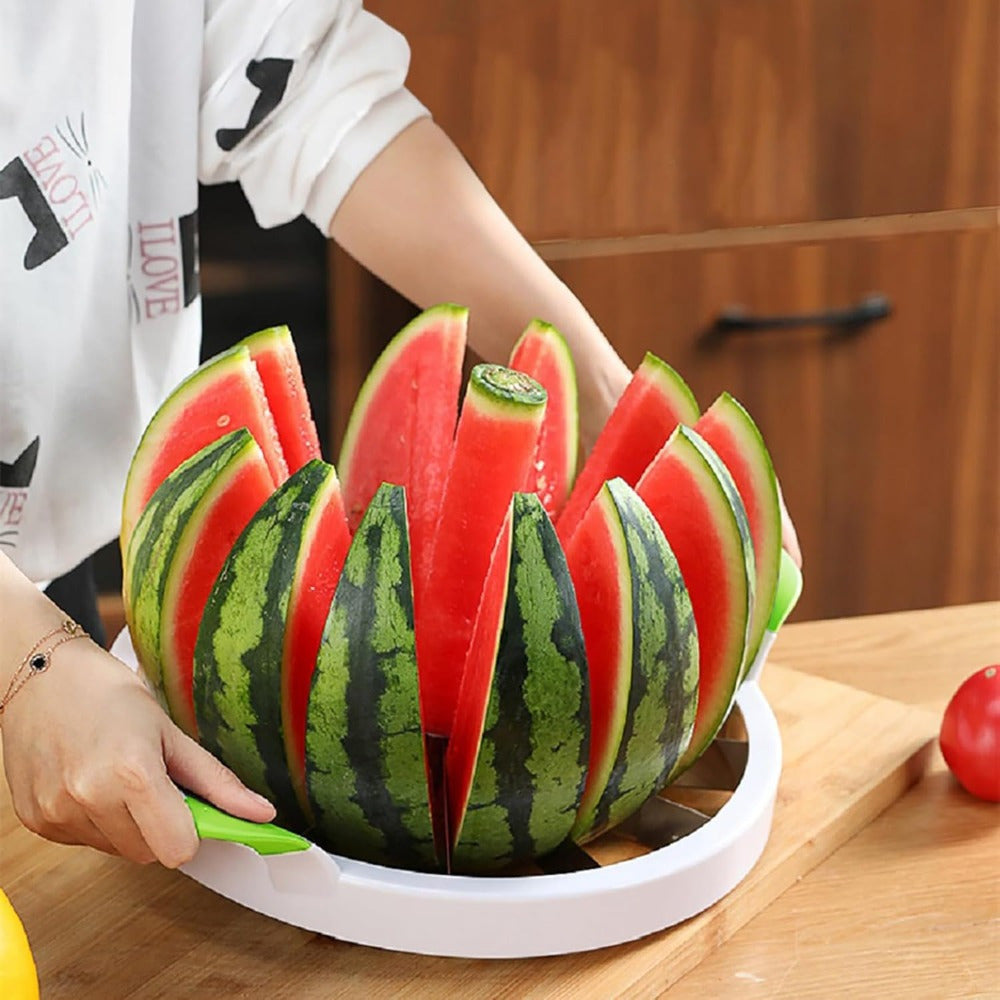 2-Piece Extra Large Watermelon Cutter and Slicer Stainless Steel with Silicone Handle