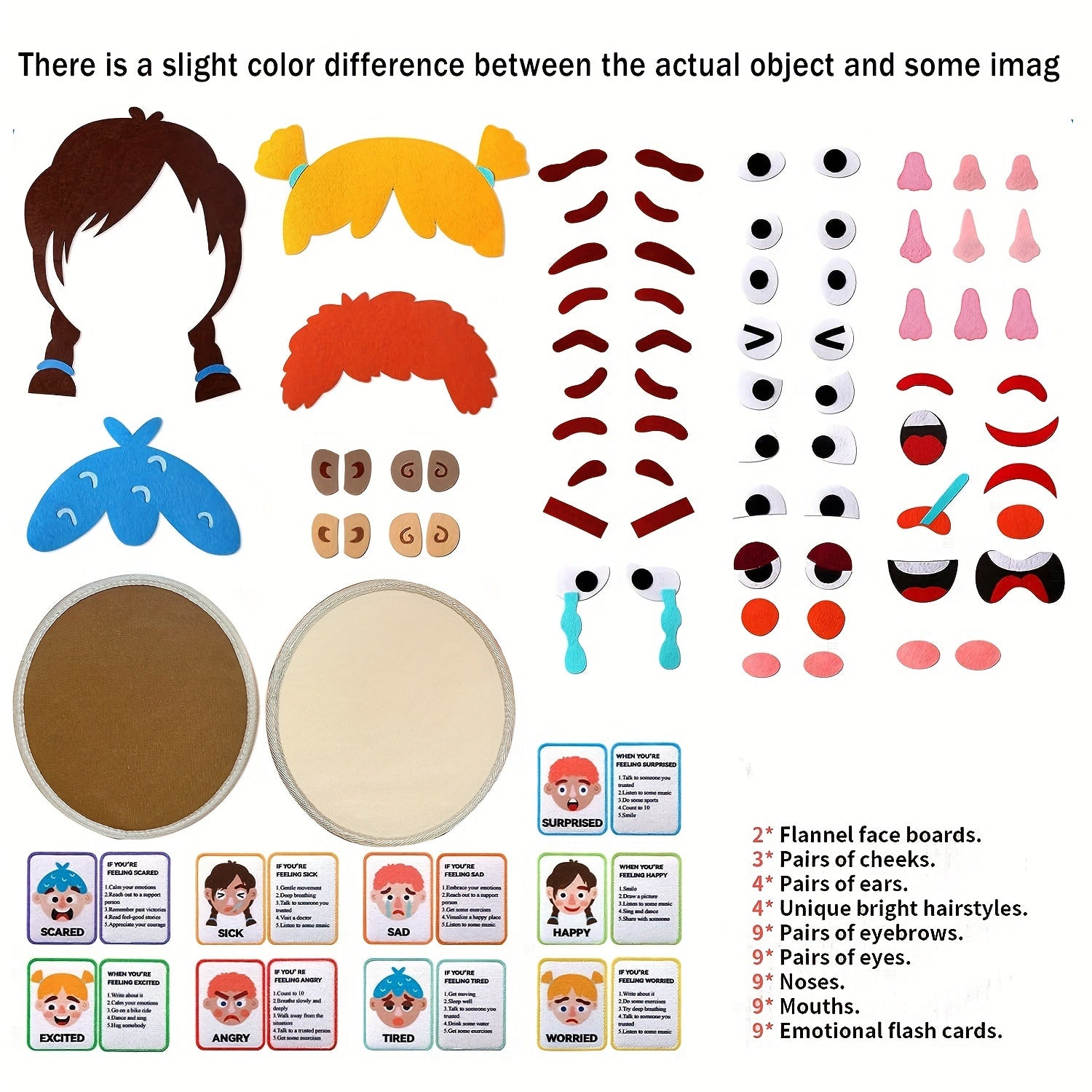 Children's Social Emotional Learning Activity Set 86 Pieces Felt Boards Facial Expression Papers Preschool Educational Toy