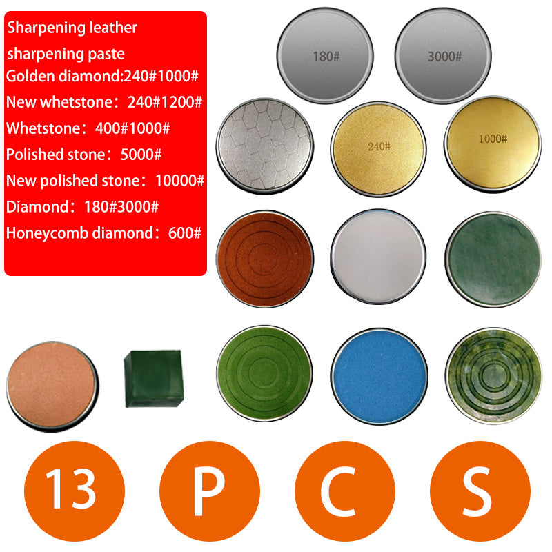 Knife Sharpener Set with Whetstone, Sanding Discs, Multi-Grit Accessories