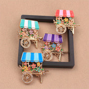 Flower Brooch with Rhinestones Trolley Pin for Clothing Bags and Hats