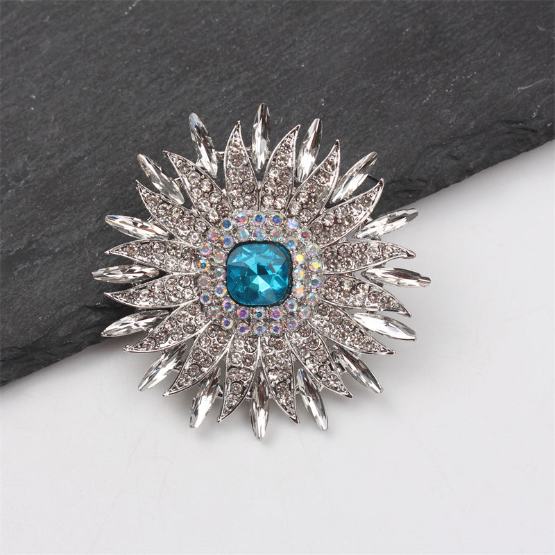 Sunflower Brooch Pin with Rhinestones for Dresses and Sweaters