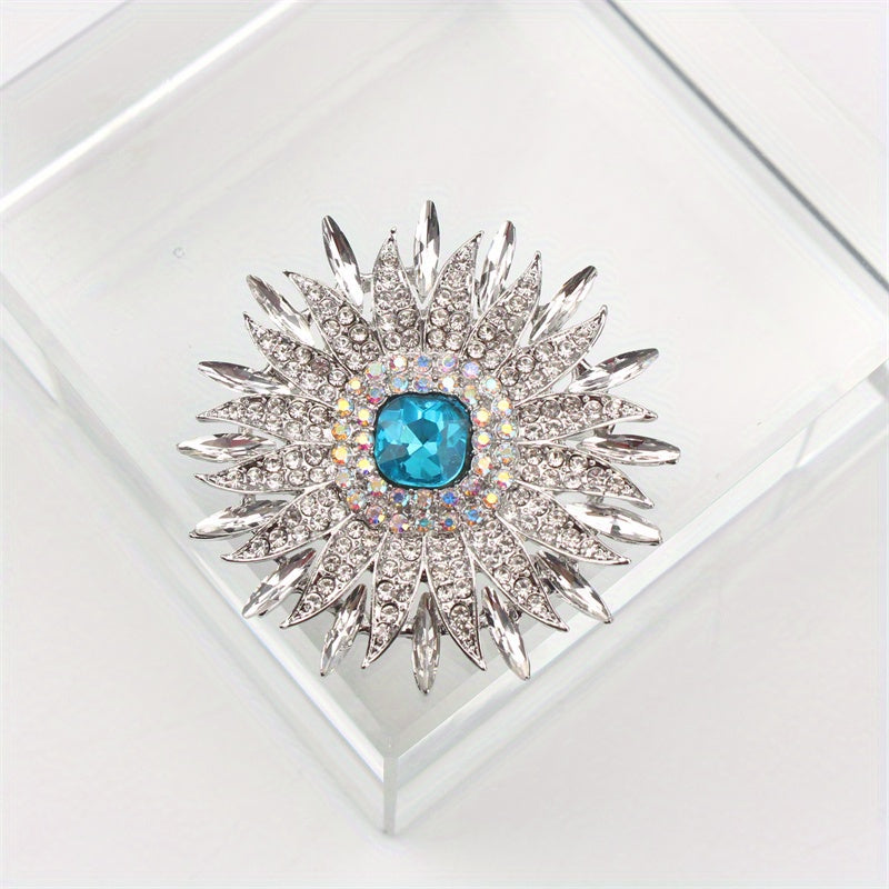 Sunflower Brooch Pin with Rhinestones for Dresses and Sweaters