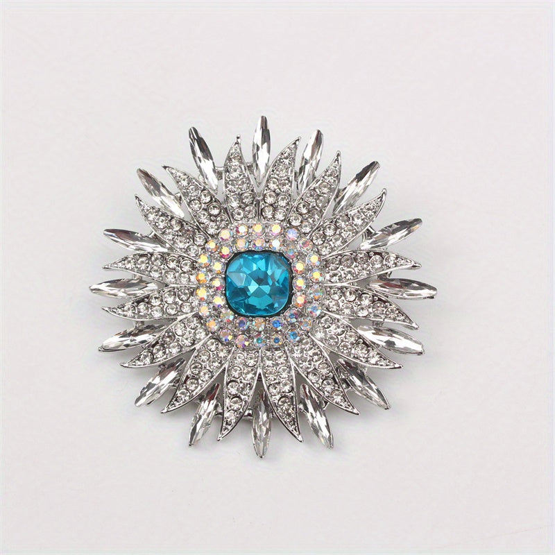 Sunflower Brooch Pin with Rhinestones for Dresses and Sweaters