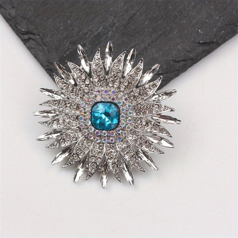 Sunflower Brooch Pin with Rhinestones for Dresses and Sweaters