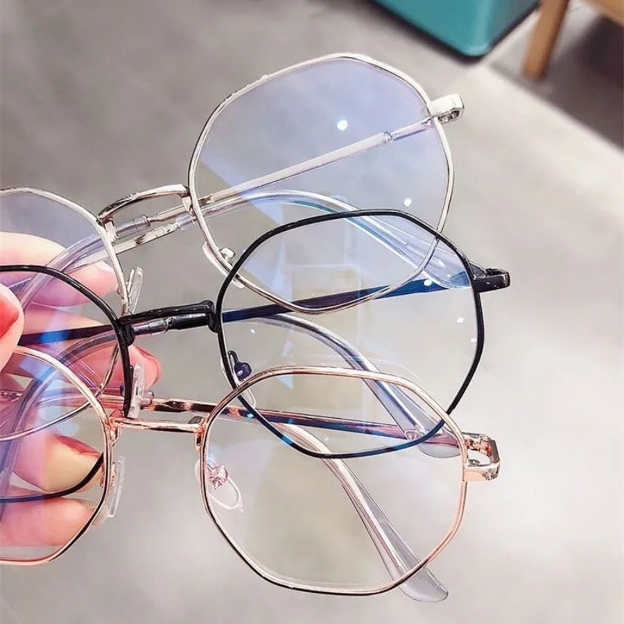 Women's Anti-Blue Light Glasses Vintage Korean Style Ultra-Light Metal Frame Coconut Decor