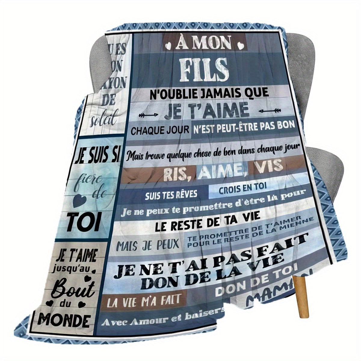 Personalized French Letter Blanket for Kids Soft Comfortable All-Season Gift