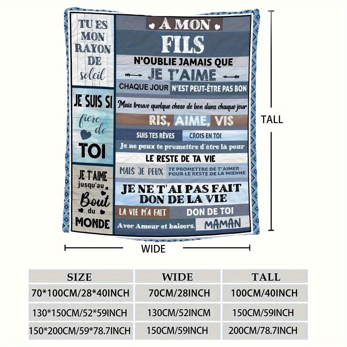 Personalized French Letter Blanket for Kids Soft Comfortable All-Season Gift