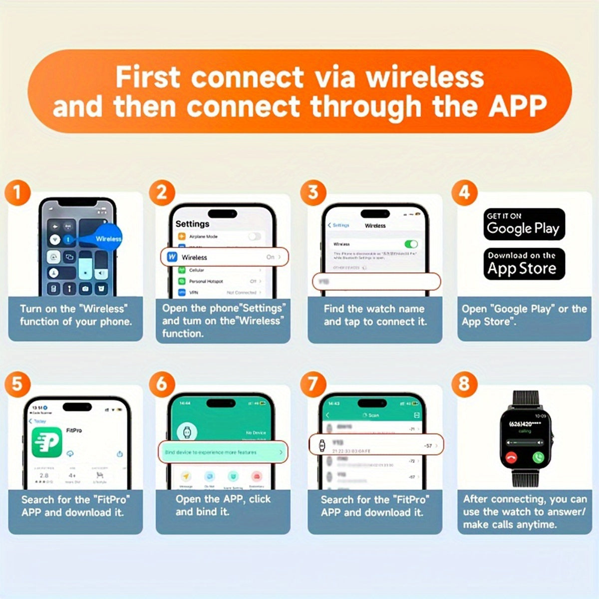 Full Touch Screen Smartwatch with Text Messages Call Support 100+ Sports Modes