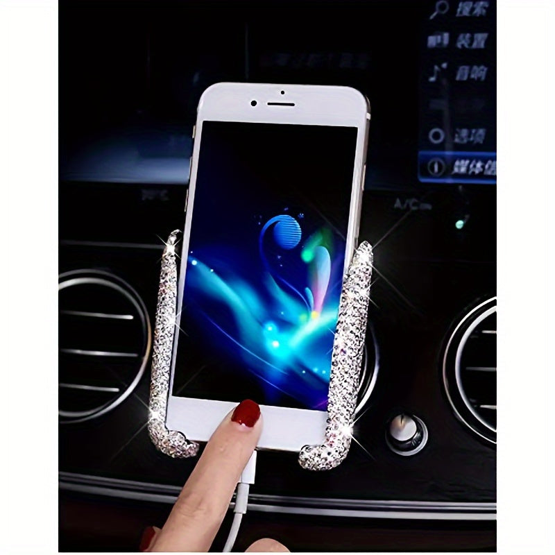Soporte universal para teléfono de coche con diamantes de PVC, soporte de ventilación para navegación