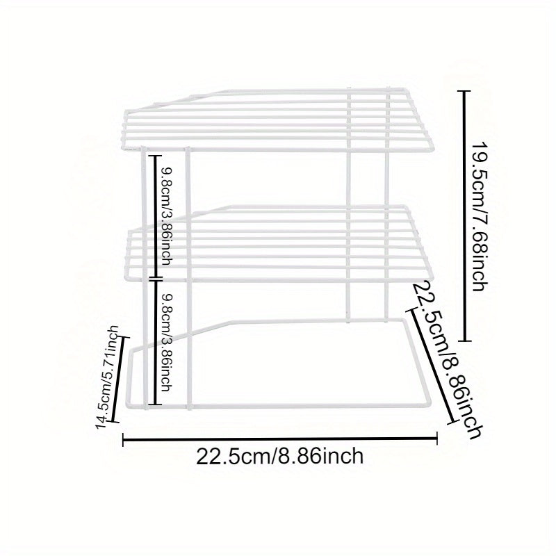 Estante de almacenamiento en esquina con forma de abanico, organizador de hierro fundido de 3 niveles para cocina y oficina