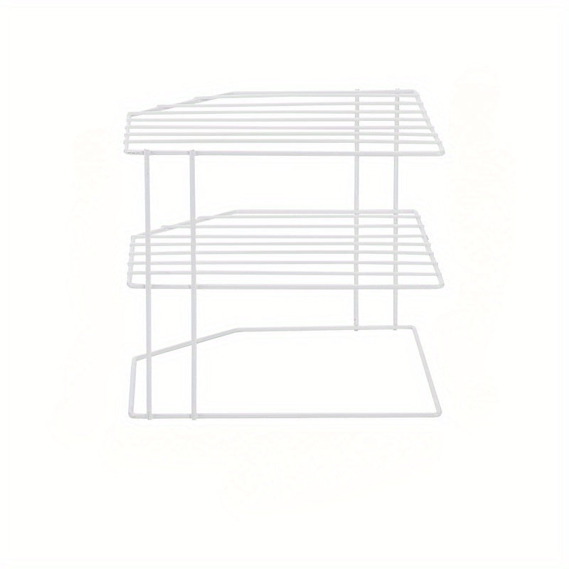 Estante de almacenamiento en esquina con forma de abanico, organizador de hierro fundido de 3 niveles para cocina y oficina