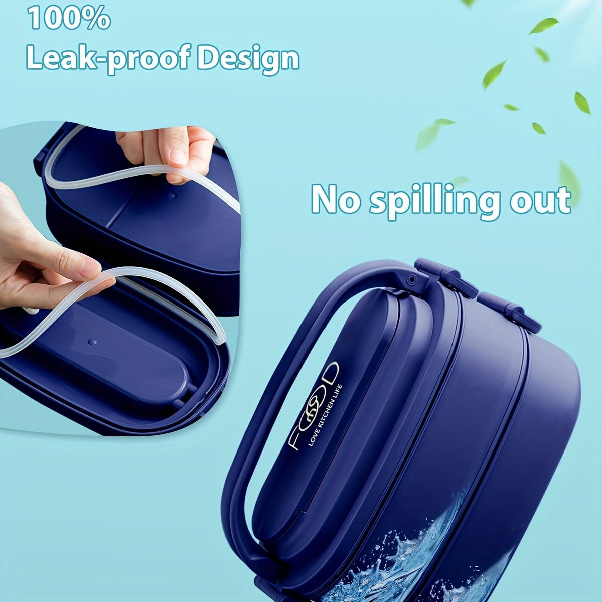 Kattalar uchun stackable Bento tushlik qutisi to'plami, suyuqlik o'tkazmaydigan, 1550ml, mikroto'lqinli pechga mos