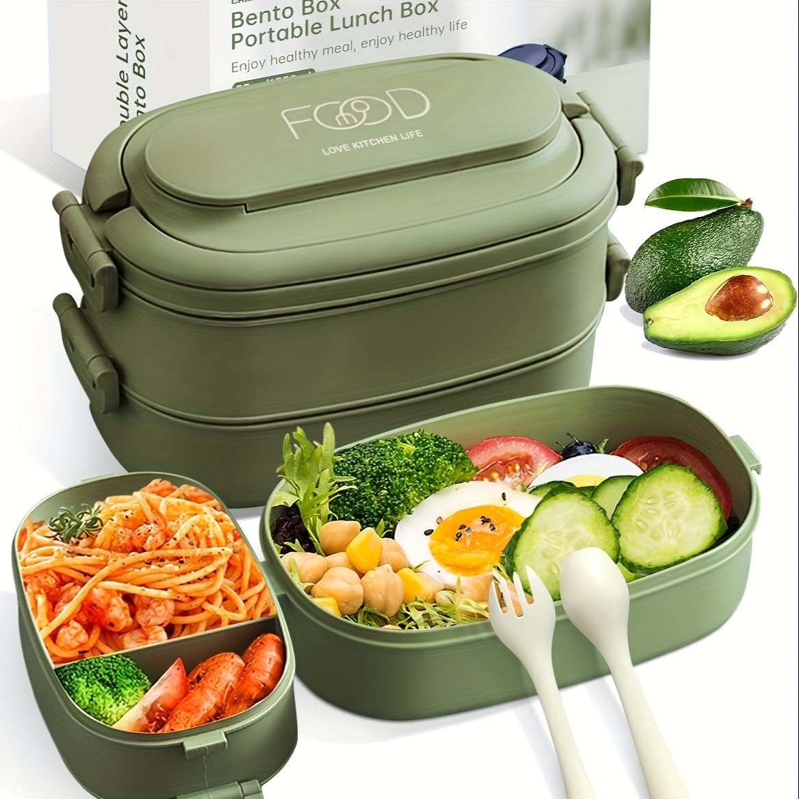 Kattalar uchun stackable Bento tushlik qutisi to'plami, suyuqlik o'tkazmaydigan, 1550ml, mikroto'lqinli pechga mos