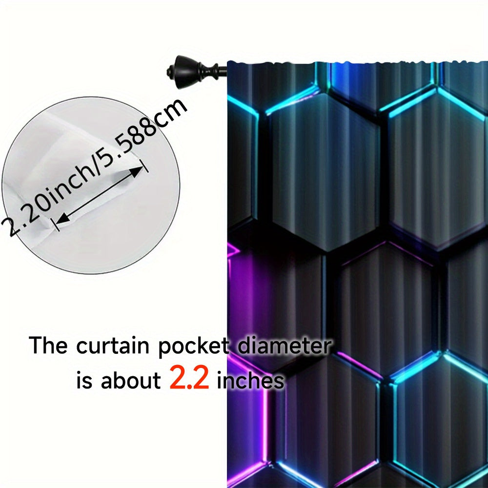 Conjunto de cortinas blackout 2 paneles con patrón hexagonal, impresión digital en poliéster para sala de estar, dormitorio y cocina