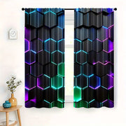 Conjunto de cortinas blackout 2 paneles con patrón hexagonal, impresión digital en poliéster para sala de estar, dormitorio y cocina