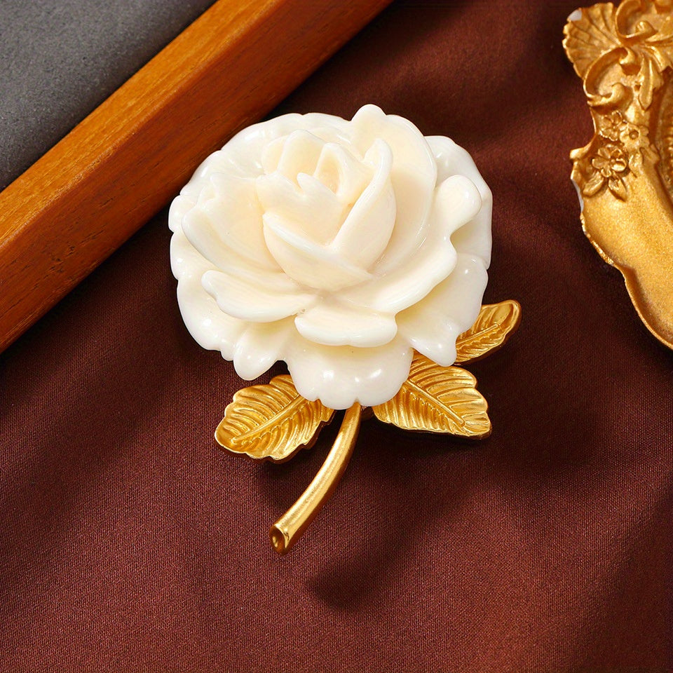 Resin Rose Brooch Pin Floral Jewelry for Weddings Bridesmaids Christmas Gifts