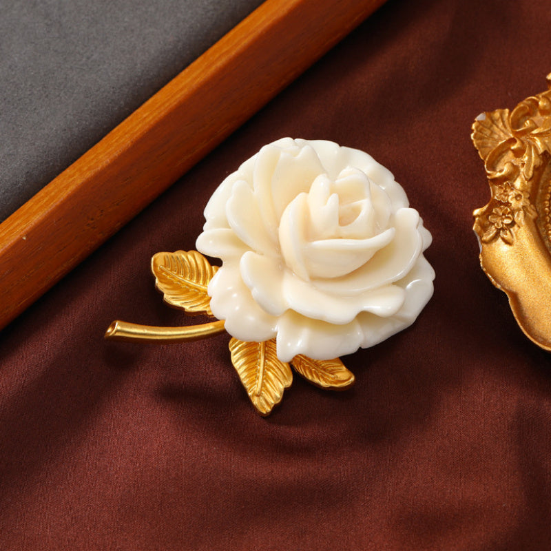 Resin Rose Brooch Pin Floral Jewelry for Weddings Bridesmaids Christmas Gifts