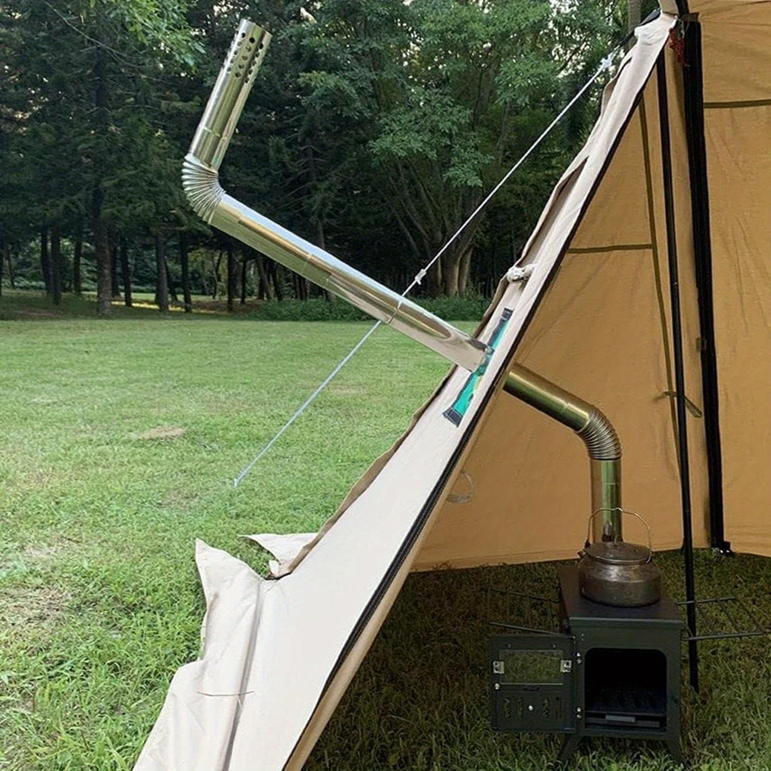 Set of 2 Stainless Steel Elbow Pipes 90-Degree Chimney Flue Connectors 5.99cm Diameter