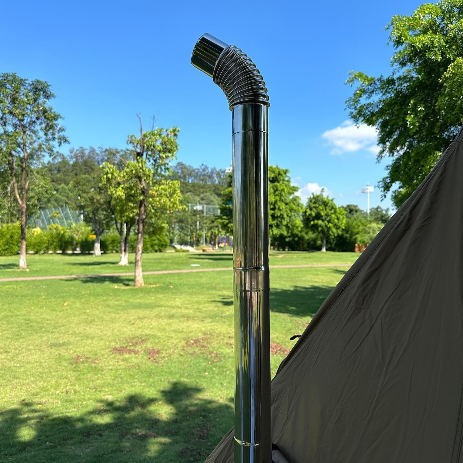 Set of 2 Stainless Steel Elbow Pipes 90-Degree Chimney Flue Connectors 5.99cm Diameter