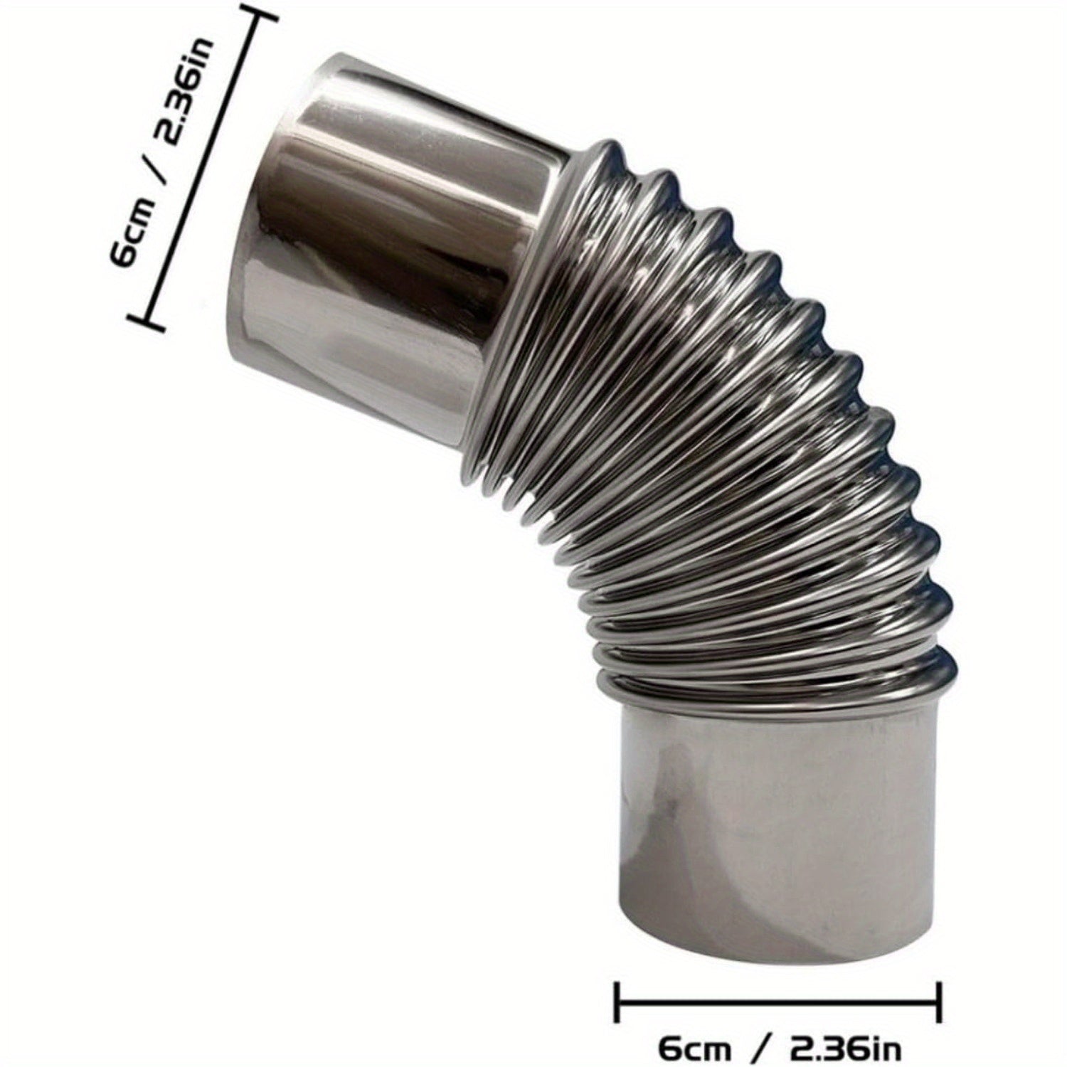 Set of 2 Stainless Steel Elbow Pipes 90-Degree Chimney Flue Connectors 5.99cm Diameter