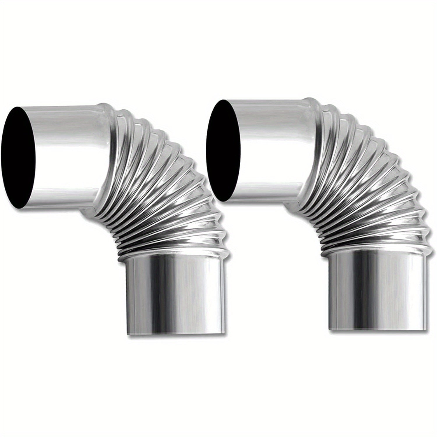 Set of 2 Stainless Steel Elbow Pipes 90-Degree Chimney Flue Connectors 5.99cm Diameter