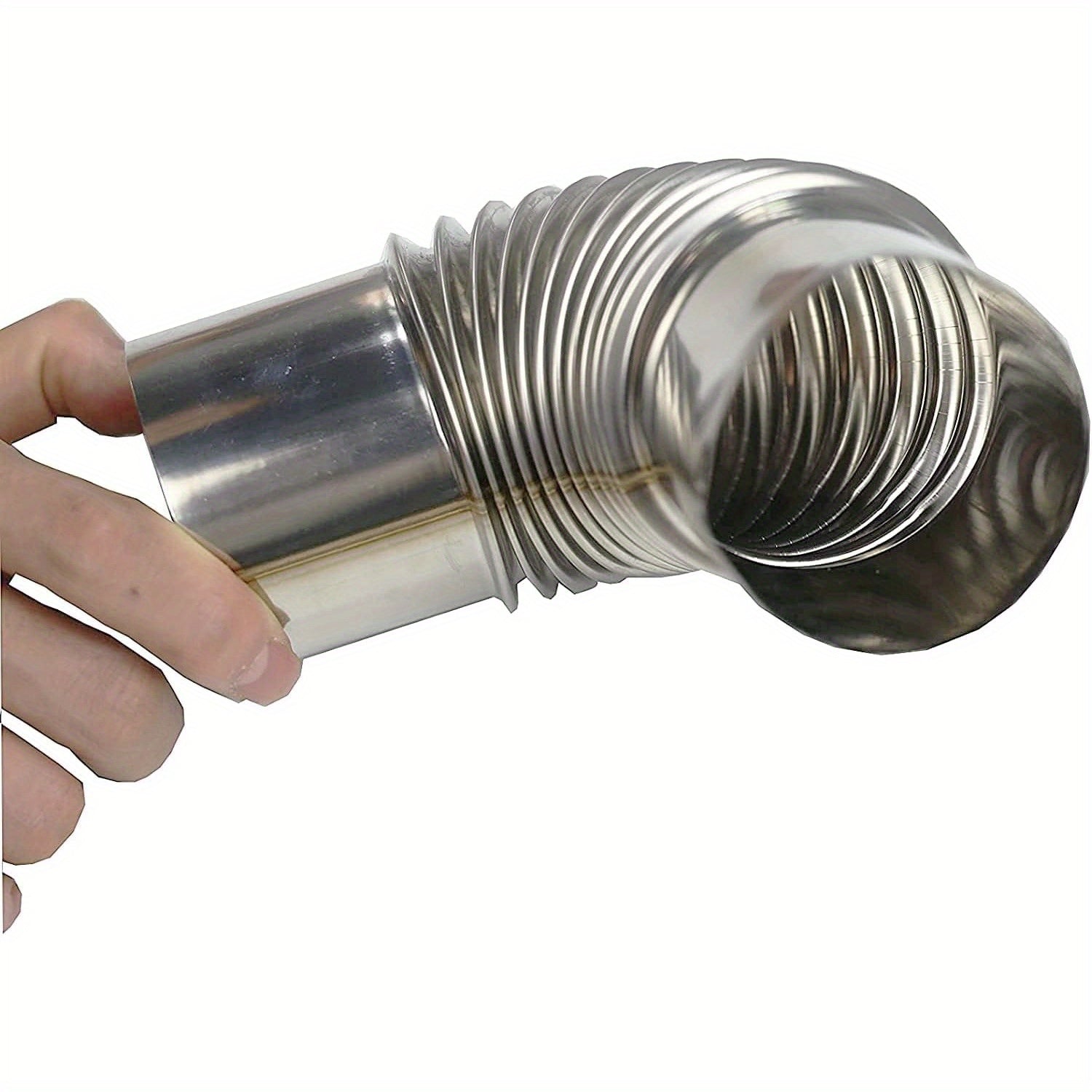 Set of 2 Stainless Steel Elbow Pipes 90-Degree Chimney Flue Connectors 5.99cm Diameter