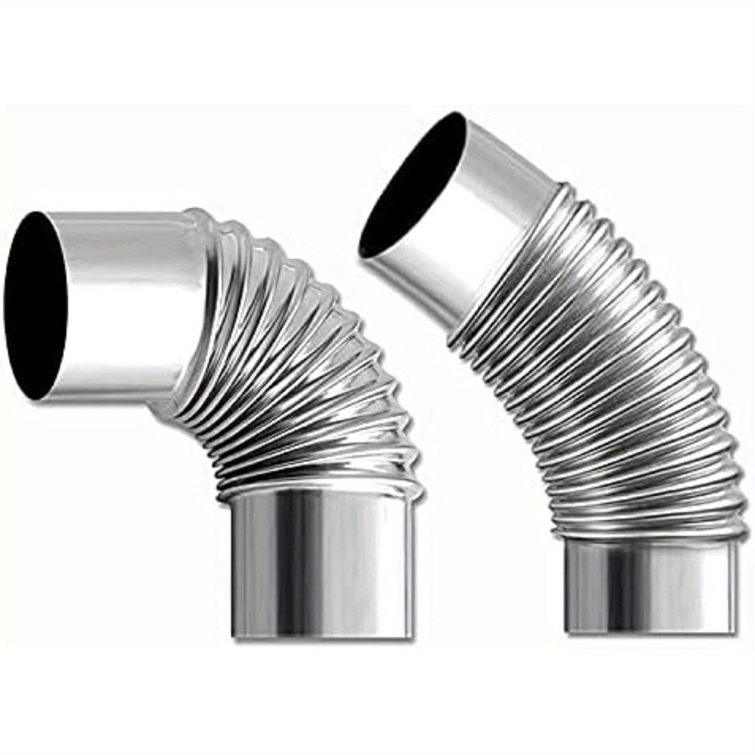 Set of 2 Stainless Steel Elbow Pipes 90-Degree Chimney Flue Connectors 5.99cm Diameter