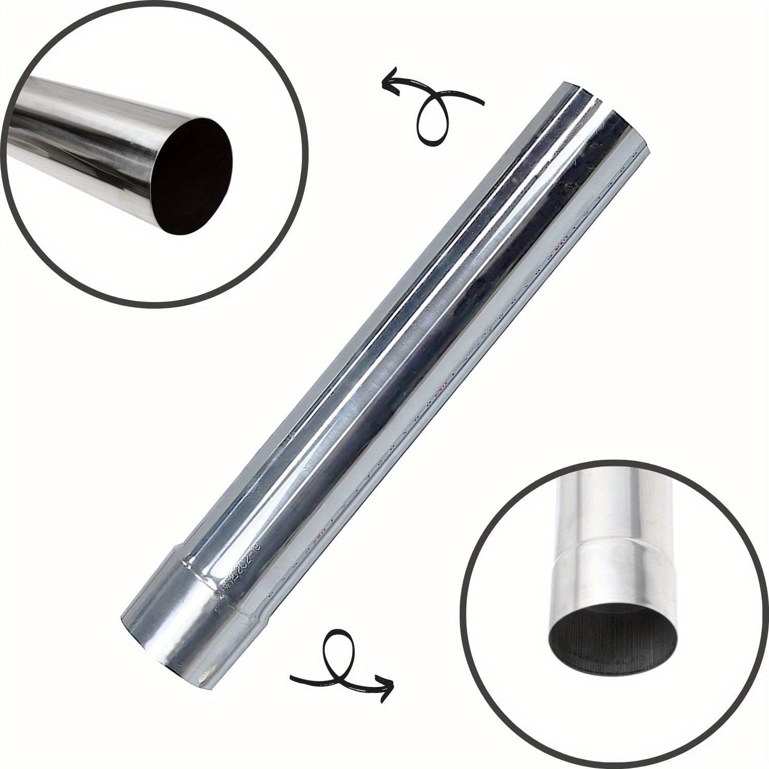 Set of 2 Metal Chimney Cap Extensions Stainless Steel Stove Pipe Cover 6cm Diameter 36cm Length
