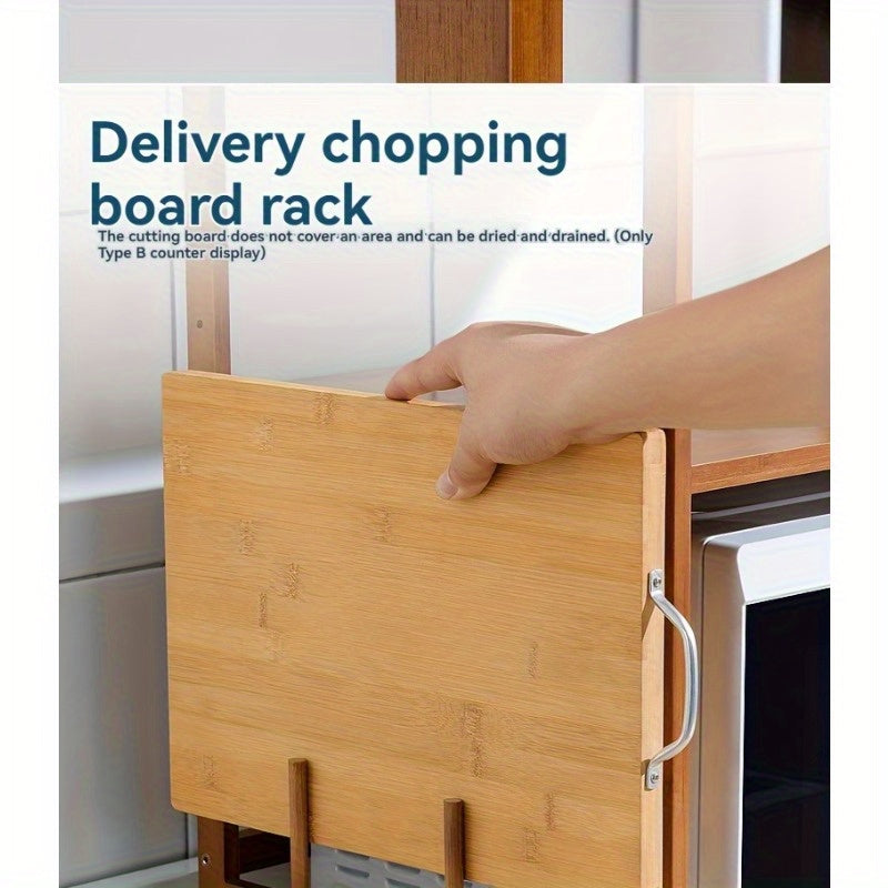 Adjustable Bamboo Kitchen Organizer for Microwave and Spice Rack Storage