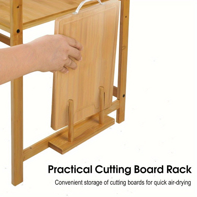 Adjustable Bamboo Kitchen Organizer for Microwave and Spice Rack Storage