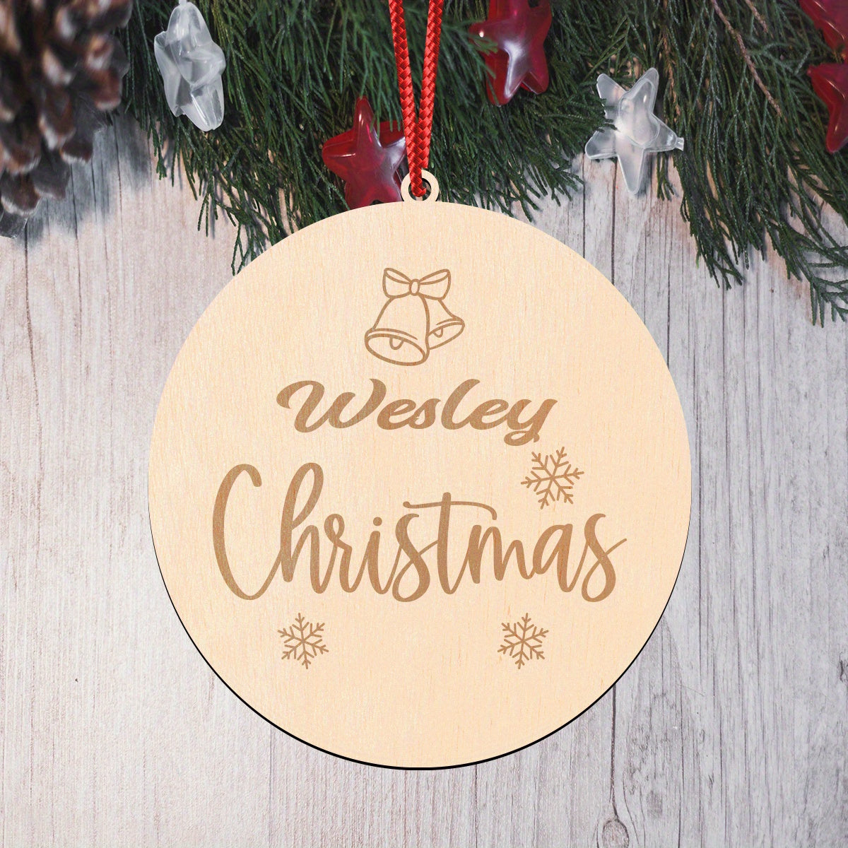 Personalized Wooden Christmas Bell Sign Door Hanger Holiday Decor for Home and Classroom