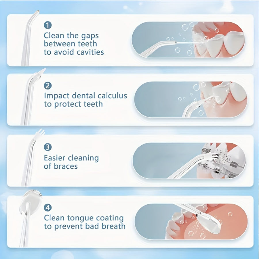 8pcs Water Flosser Replacement Tips Set Standard and Orthodontic Nozzles Unscented Battery-Free for Family Use