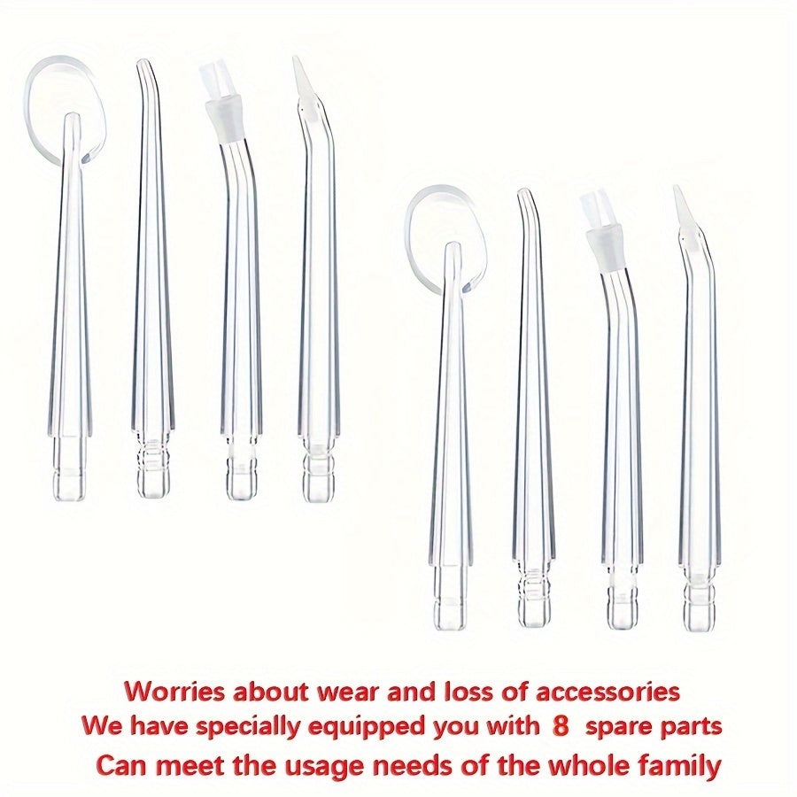 8pcs Water Flosser Replacement Tips Set Standard and Orthodontic Nozzles Unscented Battery-Free for Family Use