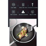 Stainless Steel Wok Skillet Non-Stick Honeycomb Coating for Gas and Induction