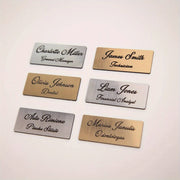 Personalized Stainless Steel Name Badge with Laser Engraving and Attachment Options