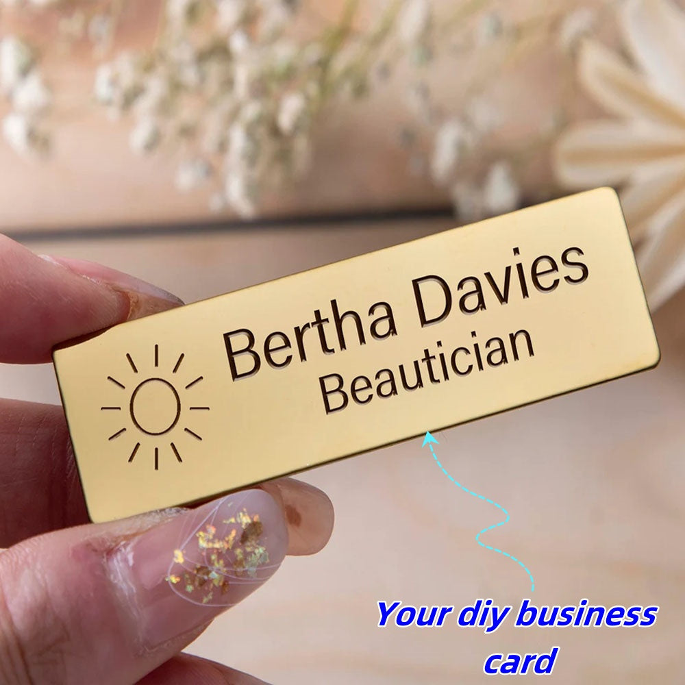 Personalized Stainless Steel Name Badge with Laser Engraving and Attachment Options
