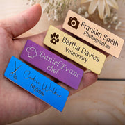 Personalized Name Badge with Magnetic Pin, Custom Engraved Job Title Tag
