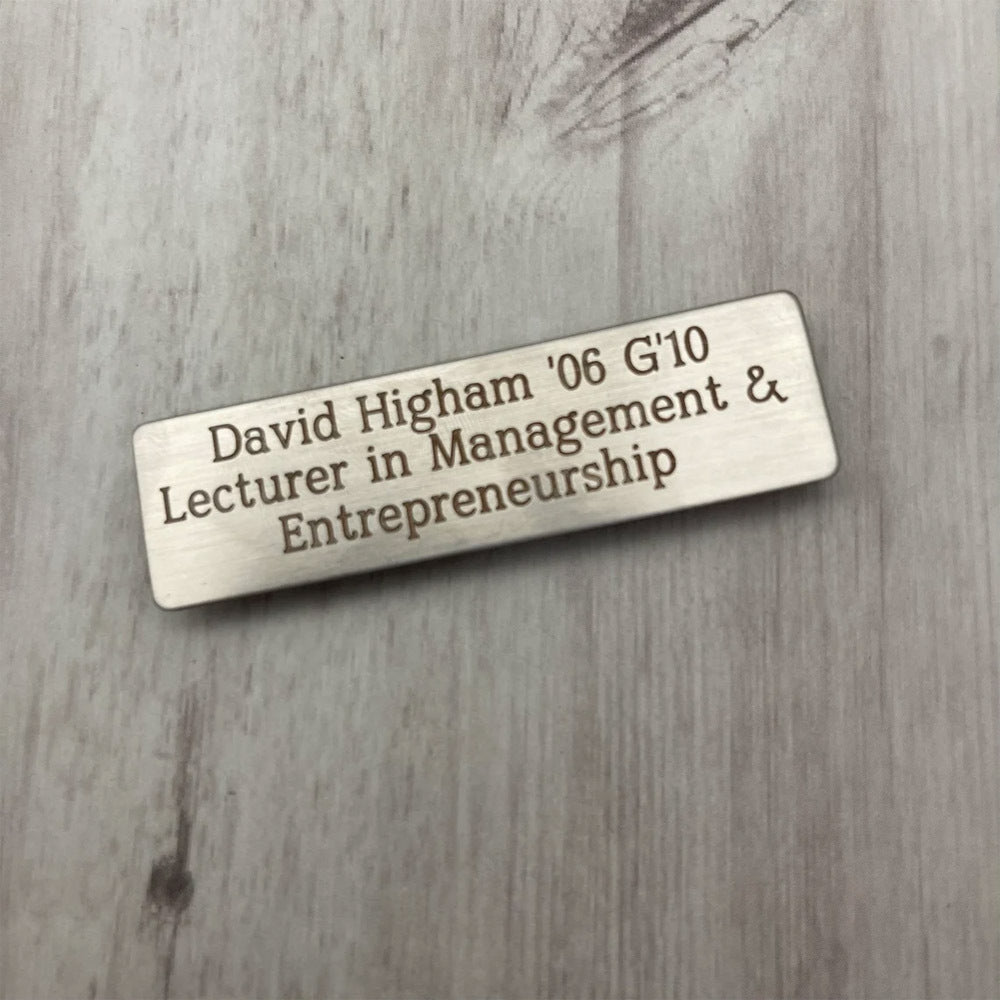 Personalized Name Badge with Magnetic Pin, Custom Engraved Job Title Tag