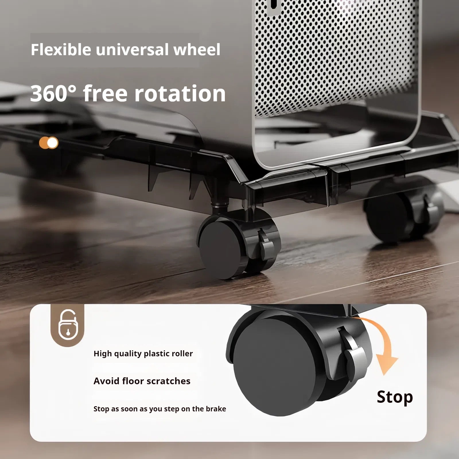 Adjustable Mobile PC Tower Stand with Lockable Wheels for Home and Office