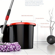 Black Steel Rotating Mop Bucket Set with Dual Drive Mop for Wet and Dry Cleaning