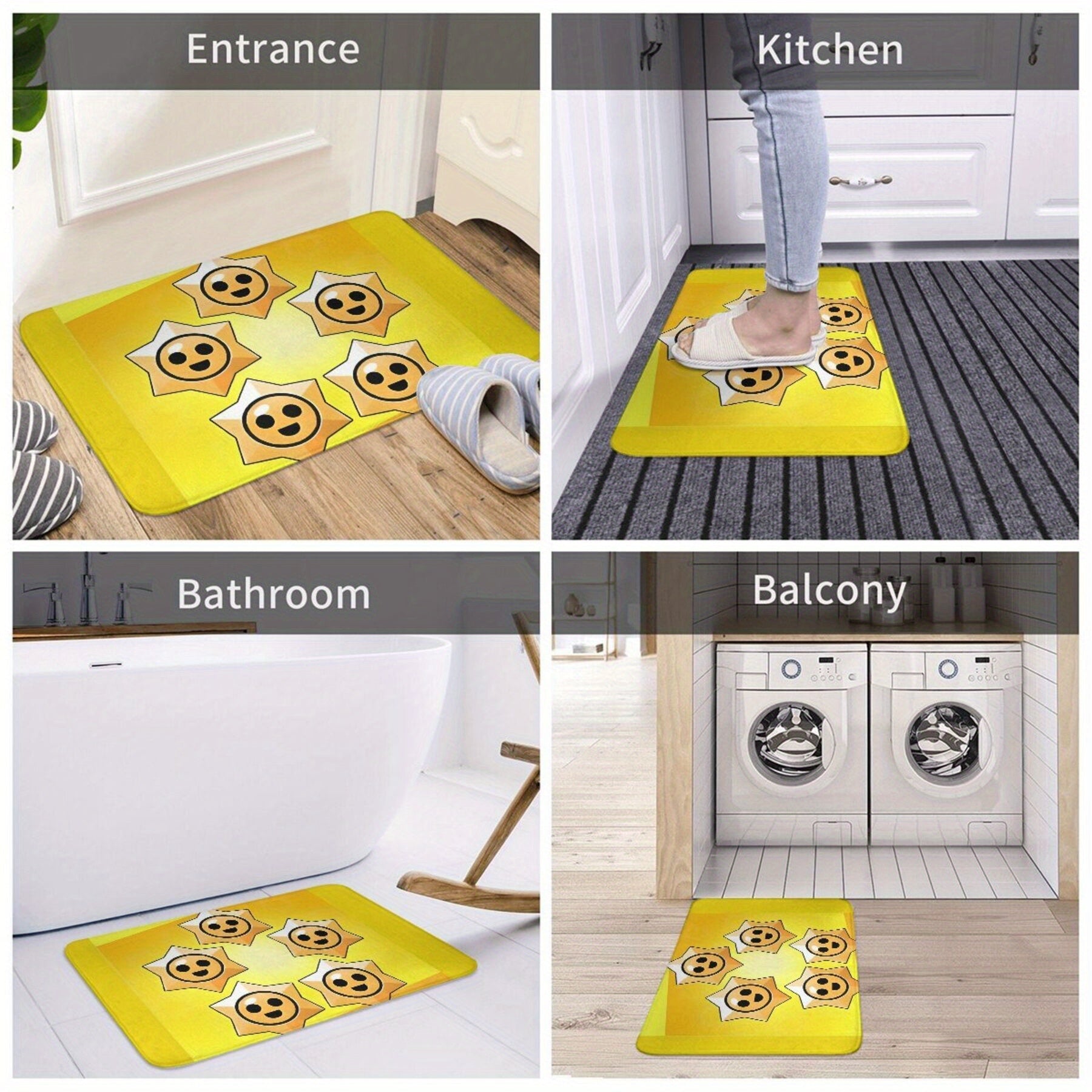 Brawl Stars Doormat Qattiq yopishmaydigan Polyester Xush kelibsiz mat for yashash xonasi, korridor, yotoqxona